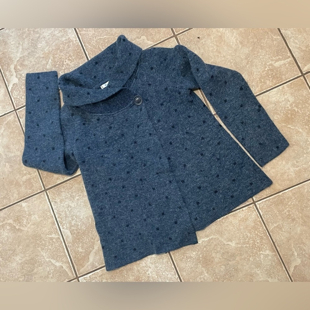 Max Studio Wool Blend Wrap Button Collar  Cardigan size Large, polka dot​​